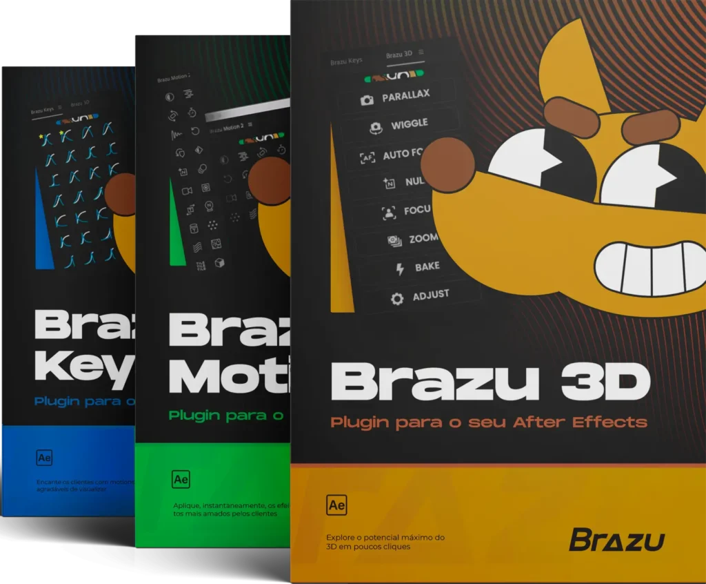 Imagem representativa dos primeiros plugins da Brazu: Brazu Motion, Brazu 3D e Brazu Keys